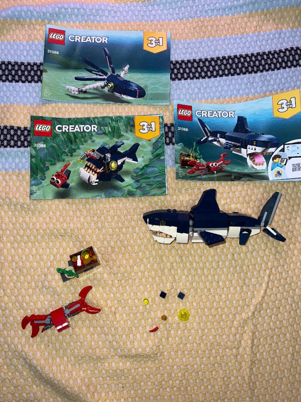 LEGO Creator 3in1 Deep Sea Creatures Set 31088 Complete Set Manuals Included